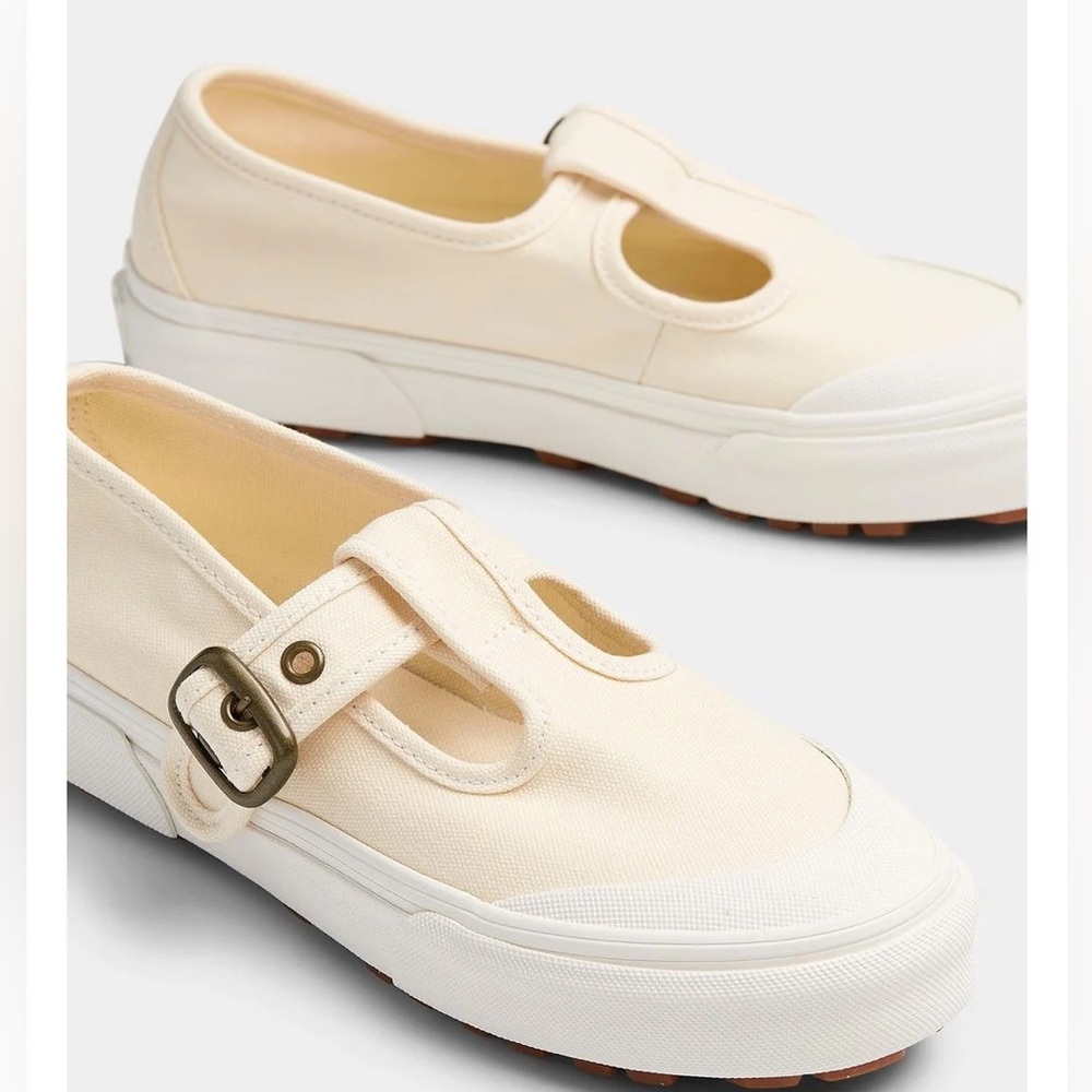 Vans Cream Canvas Mary Jane Sneakers